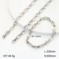 Collier et bracelet en chaîne à maillons ovales creux géométriques en acier inoxydable - Style 8