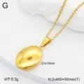 Collier pendentif médaillon ovale en acier inoxydable doré bijou mode pour femme. - Médaillon Ovale / Or