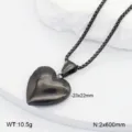Collier pendentif médaillon cœur noir en acier inoxydable chaîne boîte bijou mode femme - Médaillon Cœur / Noir