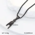 Collier pendentif geste de main rock en acier inoxydable, détail bijou noir élégant. - S / Noir
