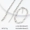 Ensemble collier bracelet en acier inoxydable maillons géométriques argent bijoux - Style 5 / Acier