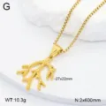Collier pendentif branche de corail dore vue de detail design de bijoux marins uniques. - Pendentif Corail / Or