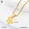 Collier pendentif animal chien mignon en acier inoxydable doré, vue détaillée et chaîne. - Collier Pendentif Chiot