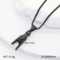 Détail de collier pendentif geste rock noir en acier inoxydable, taille 26x11mm, 12,9g. - M / Noir
