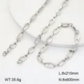 Ensemble collier bracelet géométrique en acier inoxydable détail de bijou mode moderne. - Style 10
