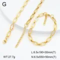Ensemble collier et bracelet geometriques en acier inoxydable dore avec specifications. - Style 5 / Or