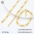 Ensemble de bijoux minimaliste en acier inoxydable plaqué or 18K, chaîne et bracelet. - Style 3 / Or