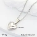 Collier pendentif médaillon cœur en acier inoxydable pour femmes bijoux élégants - Médaillon Poli Cœur / Argent