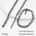 Ensemble collier et bracelet en acier inoxydable, bijoux géométriques minimalistes pour femmes. - Style 4 / Noir