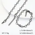 Ensemble de bijoux collier et bracelet en chaine maille coeur fonce en acier inoxydable - Style 4 / Noir