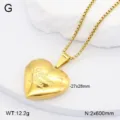 Collier médaillon cœur en acier inoxydable doré avec pendentif chaîne bijou tendance - Lettre de Coeur / Or