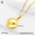 Collier pendentif médaillon rond en acier inoxydable doré avec chaîne réglable pour femmes. - Médaillon Rond / Or