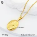 Collier pendentif médaillon cœur en acier inoxydable doré avec gravure florale vintage. - Médaillon Ovale Imprimé / Or