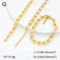 Ensemble de bijoux collier et bracelet géométriques en acier inoxydable plaqué or 18K. - Style 5 / Or
