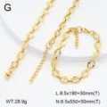 Set de Bijoux Collier et Bracelet en Acier Inoxydable Motif Géométrique Doré Chic - Style 3 / Or