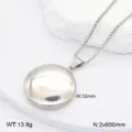 Collier Pendentif Médaillon Rond en Acier Inoxydable Style Rétro Bijoux Homme 32mm - Médaillon Rond Poli / Argent
