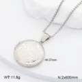 Collier Pendentif Médaillon Rond En Acier Inoxydable Relief 3D Vintage Homme 27mm Chic - Médaillon à Motif Rond / Argent
