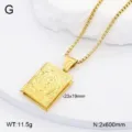 Collier médaillon livre or pendentif acier inoxydable bijoux vintage cadeau femmes et hommes - Pendentif Médaillon Livre / Or