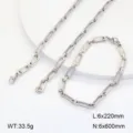 Ensemble de collier et bracelet en acier inoxydable, vue de detail montant les maillons. - Motif 20