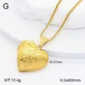 Collier médaillon cœur en acier inoxydable plaqué or avec gravure florale, bijou élégant. - Pendentif Médaillon Motif Floral Cœur / Or