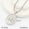 Pendentif collier portrait religieux en acier inoxydable, medaillon ovale retro 3D pour hommes. - Couleur Acier Style 9