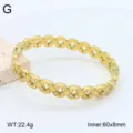 Bracelet jonc trèfle plaqué or 18K en acier inoxydable vue détaillée dimensions 60x8mm. - Style 4