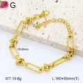 Bracelet de chaine en acier inoxydable plaque or style trombone vue de detail dimensions. - Style 3