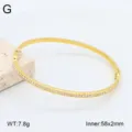 Bracelet jonc charnière en acier inoxydable plaqué or 18K strass, vue détaillée 58x2mm. - Style 14