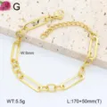 Vue détaillée du bracelet chaîne trombone minimaliste en acier inoxydable doré détail - 9