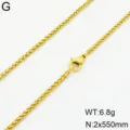 Collier de chaîne de blé en acier inoxydable doré vue détaillée, design classique, bijoux durables. - 2mm55cm