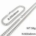 Chaîne cubaine en acier inoxydable bijou hip hop collier bracelet maille gourmette détail - Collier et bracelet couleur acier