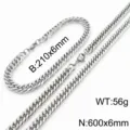 Ensemble collier et bracelet maille gourmette en acier inoxydable pour mode bijoux. - Collier et bracelet couleur acier