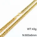 Vue détaillée du collier chaîne gourmette en acier inoxydable plaqué or 18k style. - Collier Or Unique