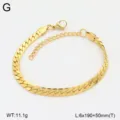 Vue de détail de bracelet gourmette en acier inoxydable doré avec chaîne d'extension - Style 4