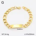 Bracelet gourmette ID en acier inoxydable dore pour couple, bijou tendance en titane. - 9.5mm Largeur 3:1