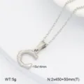 Collier pendentif en forme de C en acier inoxydable avec chaîne délicate, bijou minimaliste. - Style Étoile Lune Couleur Argent