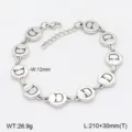 Bracelet en acier inoxydable avec breloque lettre D, chaîne argentée polie, longueur réglable. - Style D