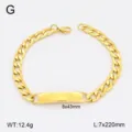 Bracelet gourmette en acier inoxydable doré avec plaque ID bijou tendance pour couple - 7mm Largeur Gaufré 1:1