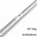 Collier en chaîne gourmette en acier inoxydable pour homme et femme, bijoux tendance 600x6mm. - Collier couleur acier