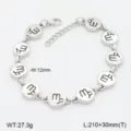 Bracelet en acier inoxydable avec 12 symboles du zodiaque et maillons ronds pour femmes et filles. - Style 5