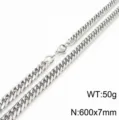 Collier chaîne cubaine en acier inoxydable, taille 600x7mm, poids 50g, accessorio de moda. - Collier couleur acier
