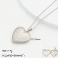 Collier médaillon cœur en acier inoxydable pendentif photo cadeau romantique de couple - Style 3 / Acier