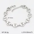Bracelet en Acier Inoxydable Lettre E Pendentif Rond Creux Mode Bijoux Femme Homme - Style E