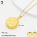 Collier pendentif médaillon rond en acier inoxydable avec arbre de vie, plaqué or 18k. - Style 3 / Or 18 carats / Or