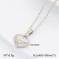 Détail de collier pendentif cœur en acier inoxydable, texture martelée, bijou minimaliste. - Couleur Acier (Type 3)