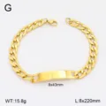 Vue détail du bracelet gourmette en acier inoxydable doré avec dimensions et poids. - 8mm Largeur Gaufré 1:1