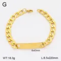 Bracelet gourmette cubain en acier inoxydable doré avec plaque ID bijou tendance chic - 8.5mm Largeur Gaufré 1:1