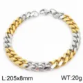 Bracelet chaine gourmette bicolore en acier inoxydable mode femme homme 205x8mm - Bracelet en or à l'unité