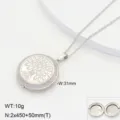 Collier médaillon en acier inoxydable avec arbre, pendentif rond de 31mm, bijou élégant. - Style 3 / Or 18 carats / Acier