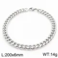Détail de bracelet gourmette en acier titane, longueur 200mm, largeur 6mm, finition argent. - Bracelet simple couleur acier